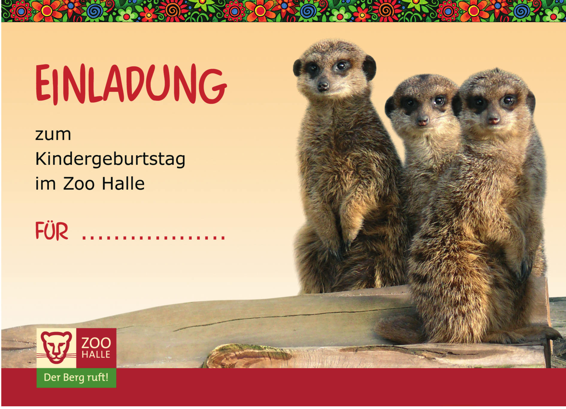 Zoo Halle Einladungskarte Erdmännchen