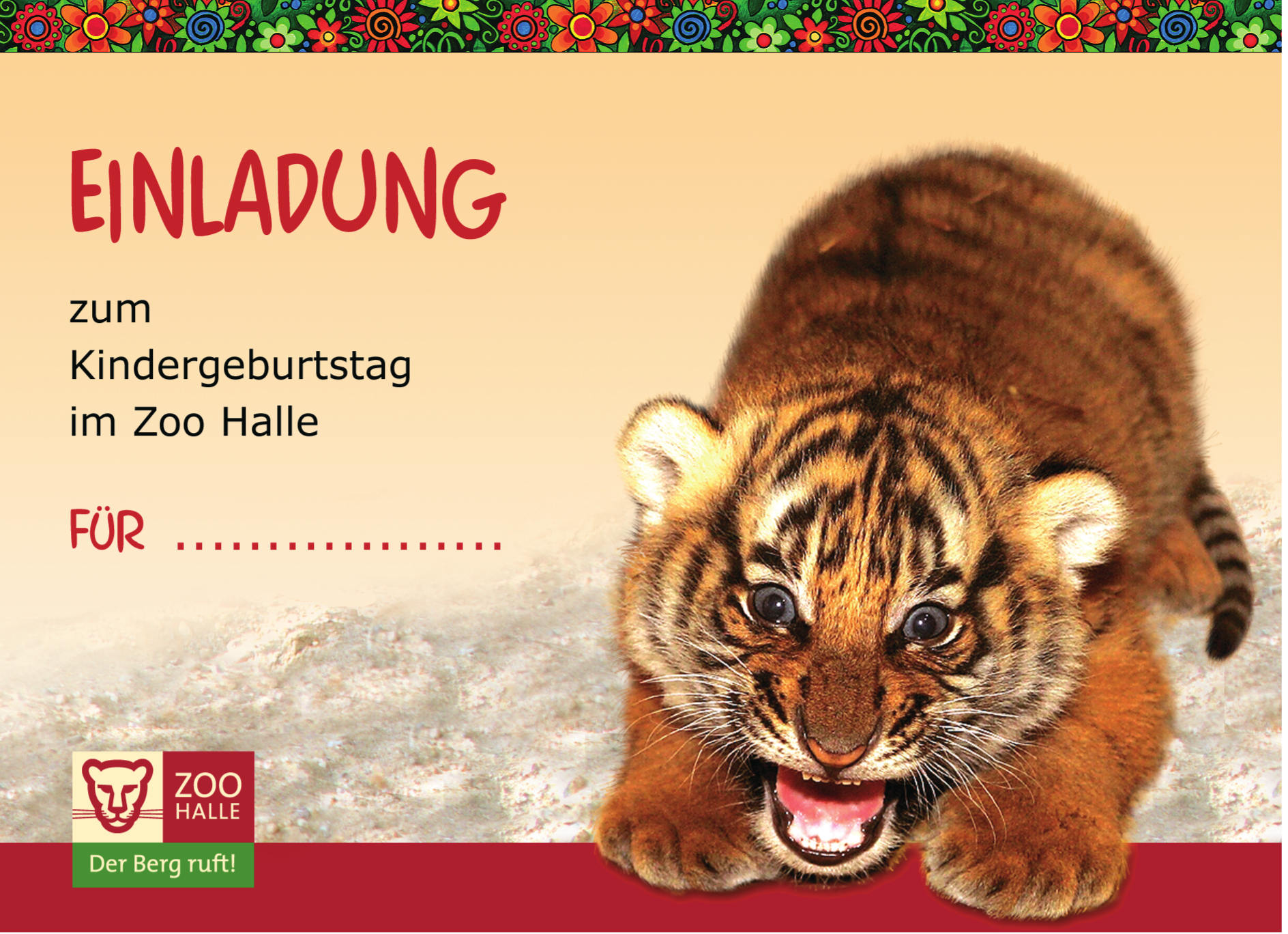 Zoo Halle Einladungskarte Tiger
