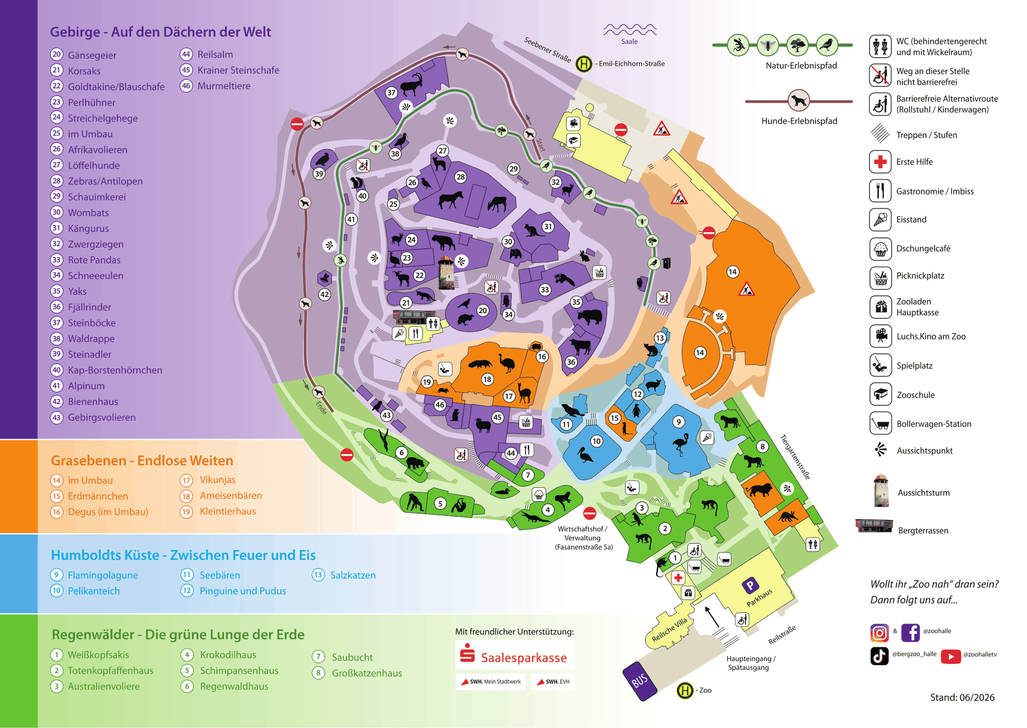 Zooplan des Bergzoo Halle, Stand 06/2026